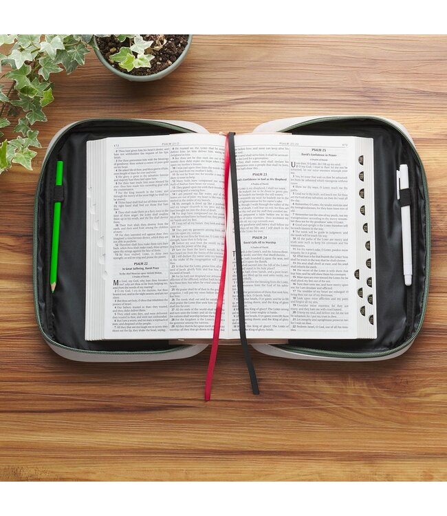 He Restores My Soul Gray Faux Leather Fashion Bible Cover - Psalm 23:3 | 仿皮聖經套