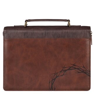 Christian Art Gifts Crown of Thorns Brown Faux Leather Classic Bible Cover - Isaiah 53:3 | 仿皮聖經套