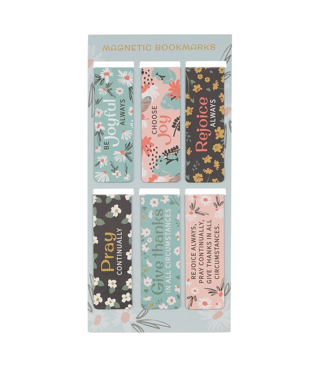 Joy Mint Floral Magnetic Bookmark Set - 1 Thessalonians 5:16-18 | 磁性書籤套裝