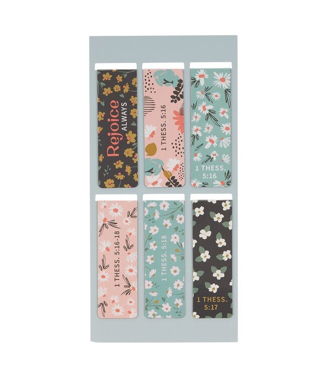 Joy Mint Floral Magnetic Bookmark Set - 1 Thessalonians 5:16-18 | 磁性書籤套裝