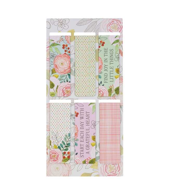A Grateful Heart Pink Floral Magnetic Bookmark Set | 磁性書籤套裝