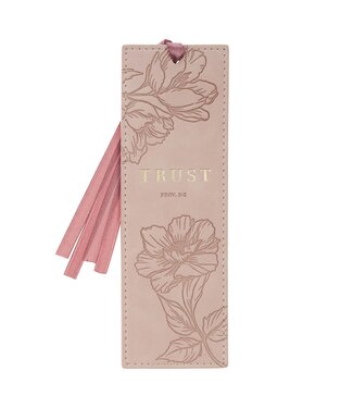 Christian Art Gifts Trust Mottled Blush Faux Leather Bookmark - Proverbs 3:5 | 仿皮書籤