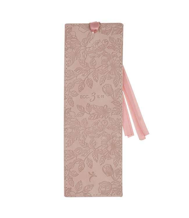 Everything Beautiful Blush Floral Faux Leather Bookmark - Ecclesiastes 3:11 | 仿皮書籤