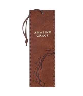 Christian Art Gifts Amazing Grace Honey-brown Faux Leather Bookmark - Isaiah 53:3 | 仿皮書籤