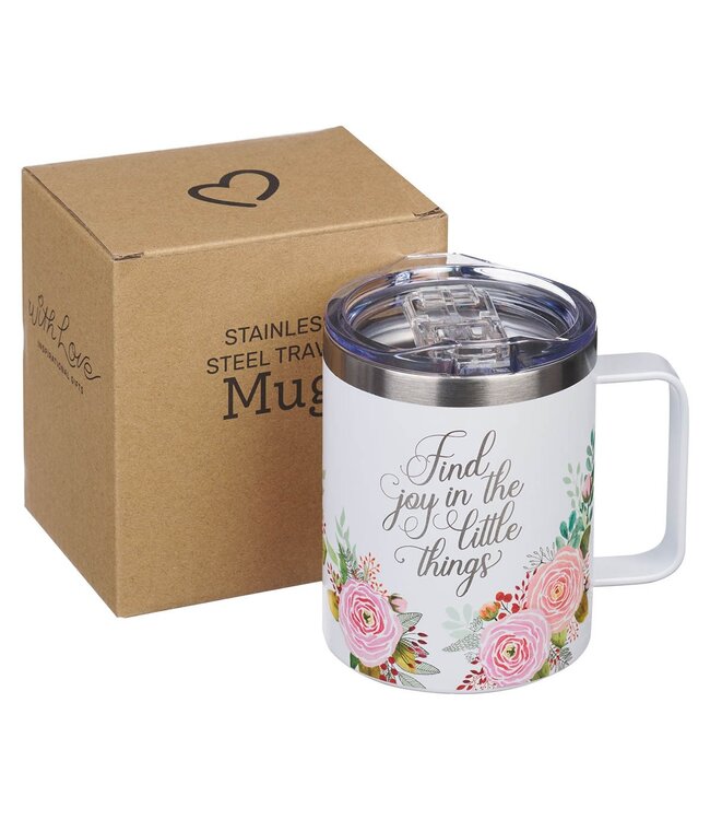 Find Joy Pink Floral Camp-style Stainless Steel Mug | 露營風格不鏽鋼馬克杯
