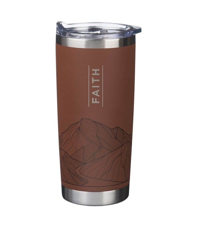 Faith Brown Stainless Steel Travel Tumbler - Matthew 17:20 | 不鏽鋼旅行杯