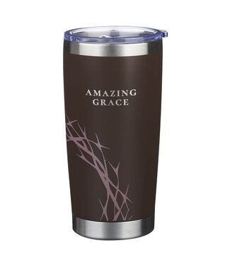 Christian Art Gifts Amazing Grace Brown Stainless Steel Travel Tumbler | 不鏽鋼旅行杯