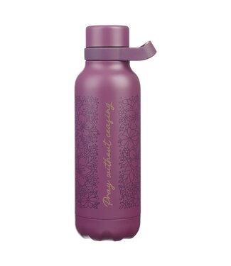 Christian Art Gifts Pray Without Ceasing Plum Floral Stainless Steel Water Bottle | 不鏽鋼保溫水瓶