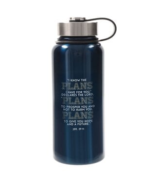 Christian Art Gifts The Plans Navy Blue Stainless Steel Water Bottle - Jeremiah 29:11 | 不鏽鋼保溫水瓶
