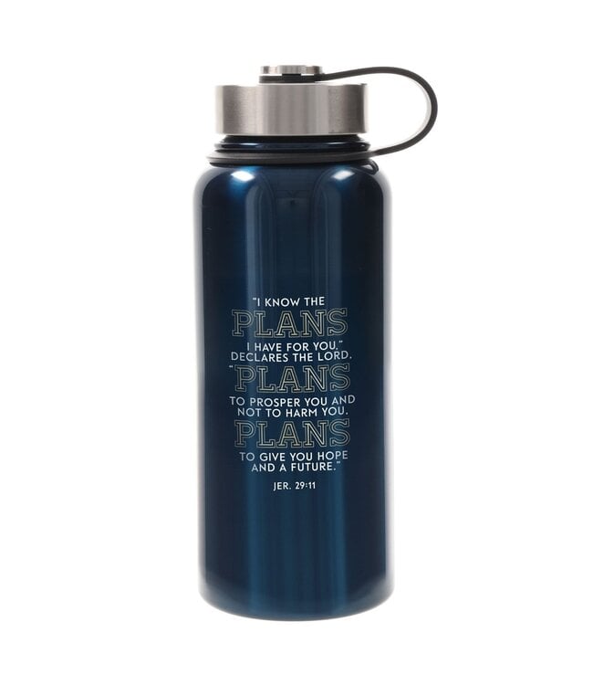 The Plans Navy Blue Stainless Steel Water Bottle - Jeremiah 29:11 | 不鏽鋼保溫水瓶