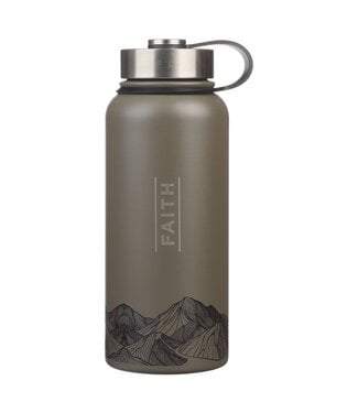Christian Art Gifts Faith Dusty Brown Stainless Steel Water Bottle - Matthew 17:20 | 不鏽鋼保溫水瓶