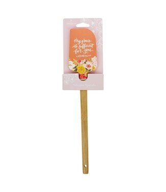 Christian Art Gifts My Grace is Sufficient for You Orange Floral Silicone Spatula – 2 Corinthians 12:9 | 矽膠鍋鏟