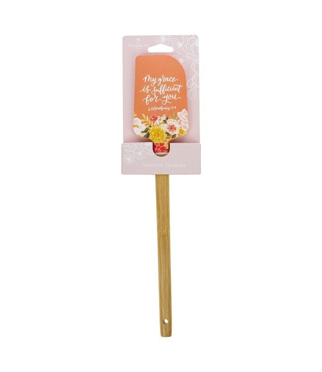 My Grace is Sufficient for You Orange Floral Silicone Spatula – 2 Corinthians 12:9 | 矽膠鍋鏟