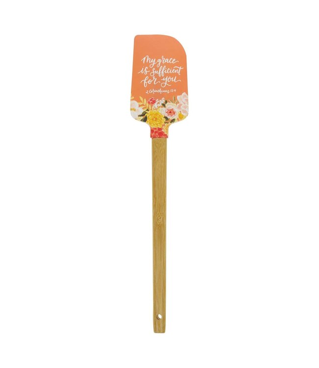 My Grace is Sufficient for You Orange Floral Silicone Spatula – 2 Corinthians 12:9 | 矽膠鍋鏟