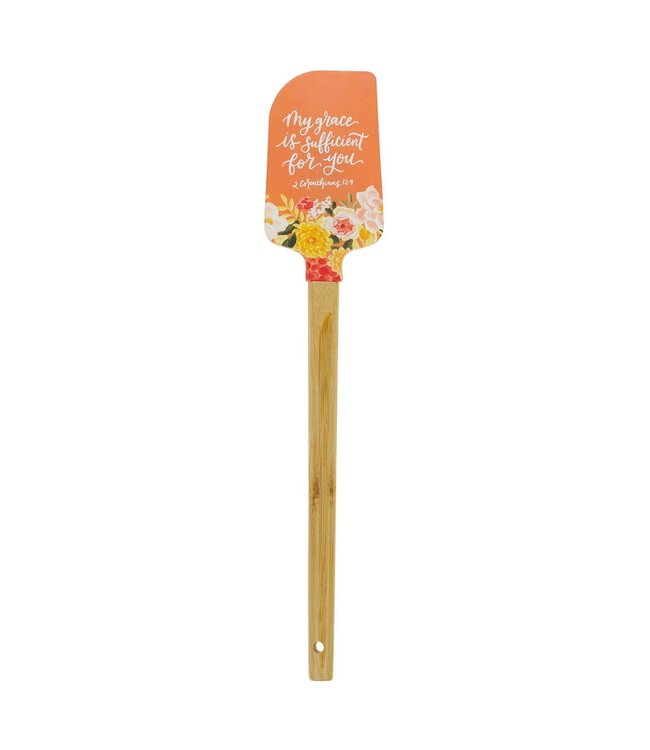 My Grace is Sufficient for You Orange Floral Silicone Spatula – 2 Corinthians 12:9 | 矽膠鍋鏟