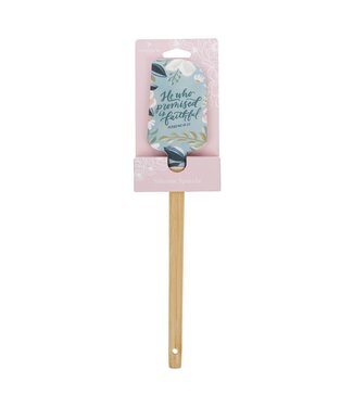 Christian Art Gifts He Who Promised is Faithful Light Blue Floral Silicone Spatula – Hebrews 10:23 | 矽膠刮刀（鍋鏟）