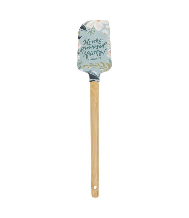 He Who Promised is Faithful Light Blue Floral Silicone Spatula – Hebrews 10:23 | 矽膠刮刀（鍋鏟）