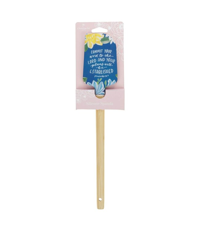 The Commit Your Work to the Lord Navy Floral Silicone Spatula – Proverbs 16:3 | 矽膠刮刀（鍋鏟）