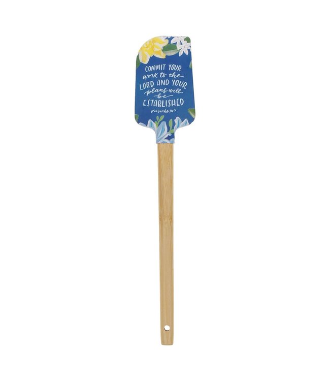 The Commit Your Work to the Lord Navy Floral Silicone Spatula – Proverbs 16:3 | 矽膠刮刀（鍋鏟）