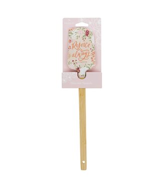 Christian Art Gifts Rejoice Always Peach Floral Silicone Spatula – 1 Thessalonians 5:16 | 矽膠刮刀（鍋鏟）