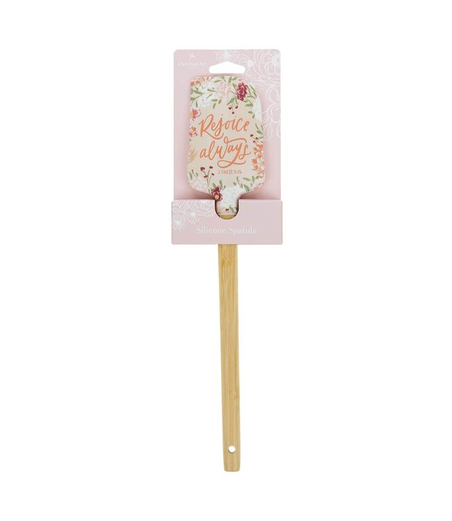 Rejoice Always Peach Floral Silicone Spatula – 1 Thessalonians 5:16 | 矽膠刮刀（鍋鏟）