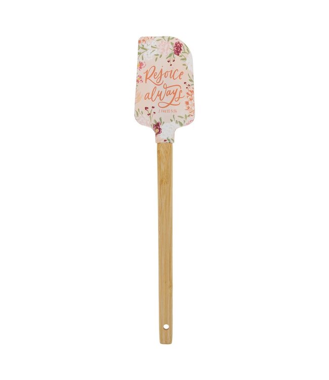 Rejoice Always Peach Floral Silicone Spatula – 1 Thessalonians 5:16 | 矽膠刮刀（鍋鏟）