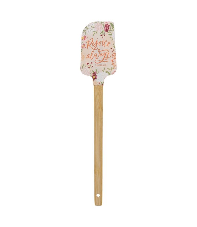 Rejoice Always Peach Floral Silicone Spatula – 1 Thessalonians 5:16 | 矽膠刮刀（鍋鏟）