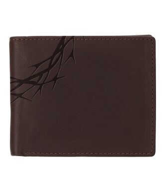 Christian Art Gifts Crown of Thorns Espresso Brown Genuine Leather Wallet | 真皮錢包