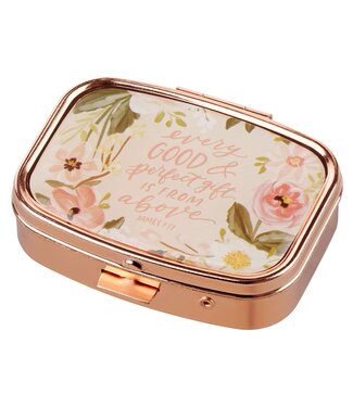 Christian Art Gifts Every Good and Perfect Gift Rose Gold Pill Case - James 1:17 | 便攜藥盒