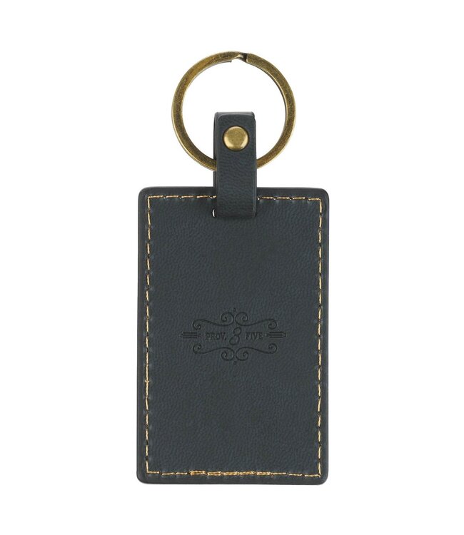 Trust in the Lord Charcoal Gray Faux Leather Keychain - Proverbs 3:5 | 仿皮鑰匙圈