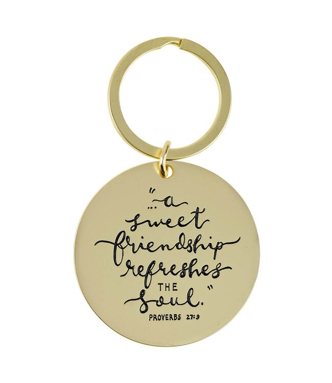 Sweet Friendship Bright Floral Wreath Keychain - Proverbs 27:9 | 金屬鑰匙圈