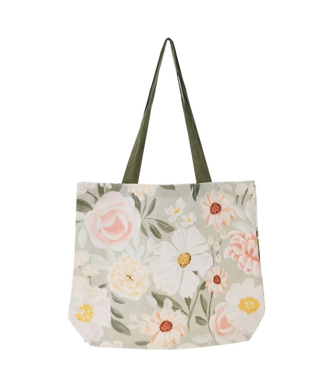 He Restores My Soul Green Floral Garden Tote Bag - Psalm 23:3 | 帆布袋
