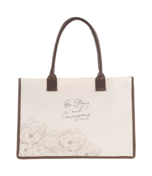 Be Strong and Courageous Floral Canvas Tote Bag - Joshua 1:9 | 帆布手提袋