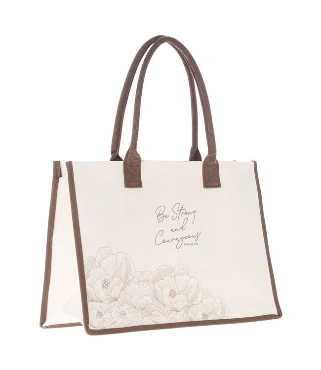 Be Strong and Courageous Floral Canvas Tote Bag - Joshua 1:9 | 帆布手提袋