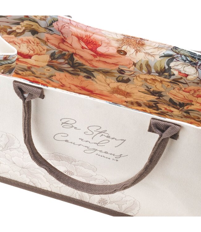 Be Strong and Courageous Floral Canvas Tote Bag - Joshua 1:9 | 帆布手提袋