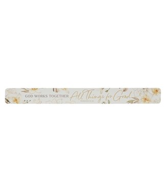 Christian Art Gifts All Things for Good White Magnolia Large Magnetic Strip - Romans 8:28 | 大條冰箱貼