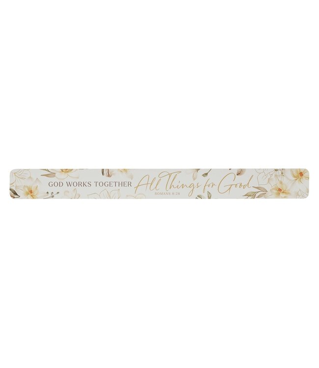All Things for Good White Magnolia Large Magnetic Strip - Romans 8:28 | 大條冰箱貼