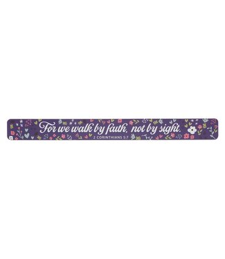 Christian Art Gifts We Walk by Faith Purple Floral Large Magnetic Strip - 2 Corinthians 5:7 | 大條冰箱貼