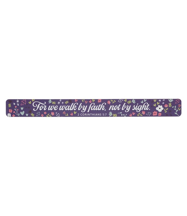 We Walk by Faith Purple Floral Large Magnetic Strip - 2 Corinthians 5:7 | 大條冰箱貼