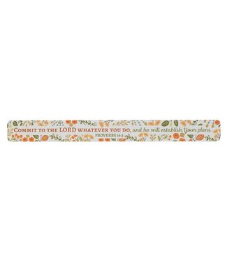 Christian Art Gifts Commit to the Lord Orange Floral Large Magnetic Strip - Proverbs 16:3 | 大條冰箱貼