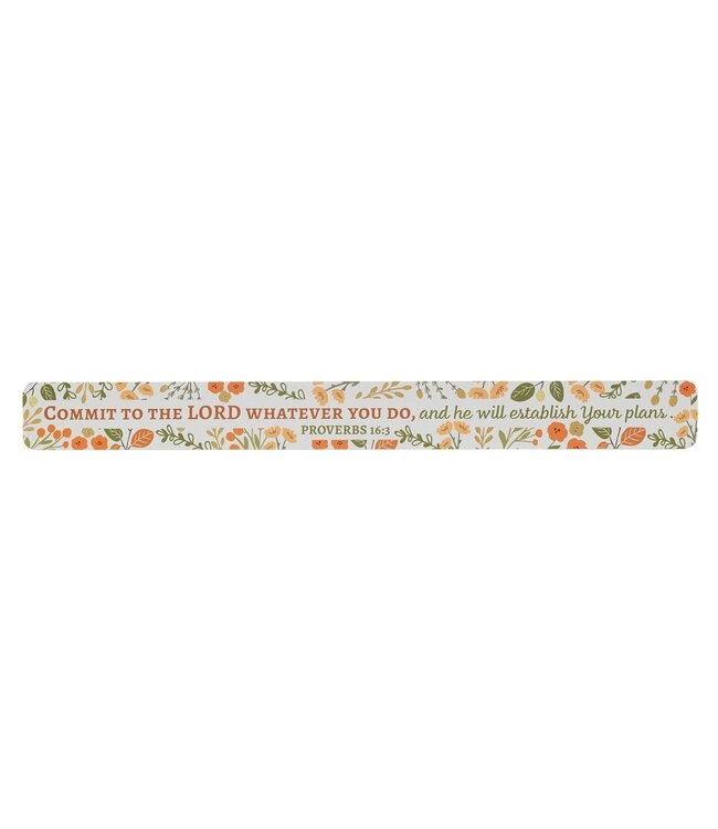 Commit to the Lord Orange Floral Large Magnetic Strip - Proverbs 16:3 | 大條冰箱貼