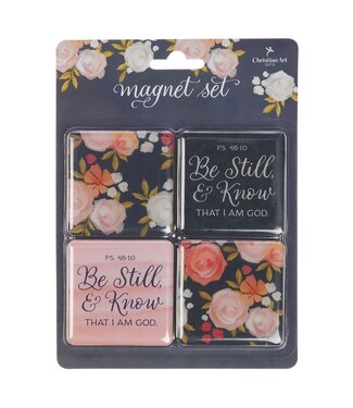 Christian Art Gifts Be Still and Know Painted Peonies Magnet Set - Psalm 46:10 |  | 冰箱貼套裝