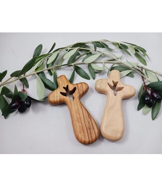 Mercy Link Bethlehem Olive Wood Comfort Cross: Handheld Palm Cross, Dove (large size) | 手工橄欖木療癒十字架（鴿子）