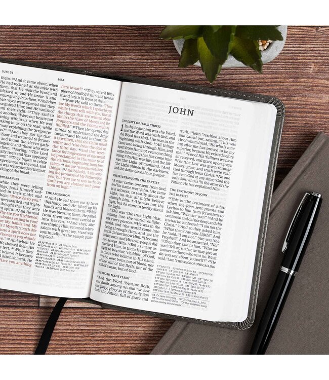 NASB Large Print Compact Reference Bible, Charcoal LeatherTouch