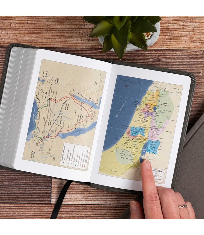 NASB Large Print Compact Reference Bible, Charcoal LeatherTouch