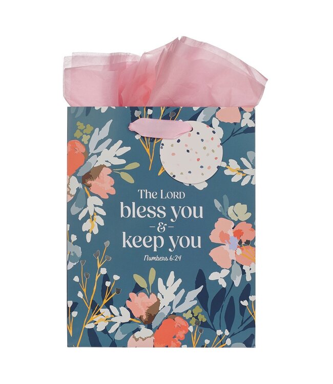 The Lord Bless You Teal Medium Gift Bag - Numbers 6:24 | 中型禮物袋