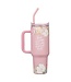 God is With Her Pink Floral 40 oz Stainless Steel Tumbler with Straw | 40 盎司不鏽鋼旅行杯連吸管
