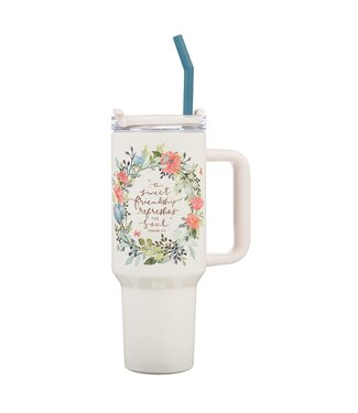 Christian Art Gifts Sweet Friendship Stainless 40 oz Stainless Steel Travel Tumbler with Straw - 27:9 | 40 盎司不鏽鋼旅行杯連吸管