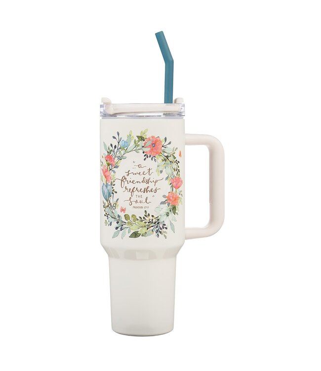 Sweet Friendship Stainless 40 oz Stainless Steel Travel Tumbler with Straw - 27:9 | 40 盎司不鏽鋼旅行杯連吸管