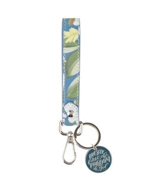 Christian Art Gifts Seek the Kingdom Blue Wrist Strap Keychain - Matthew 6:33 | 藍色腕帶鑰匙圈